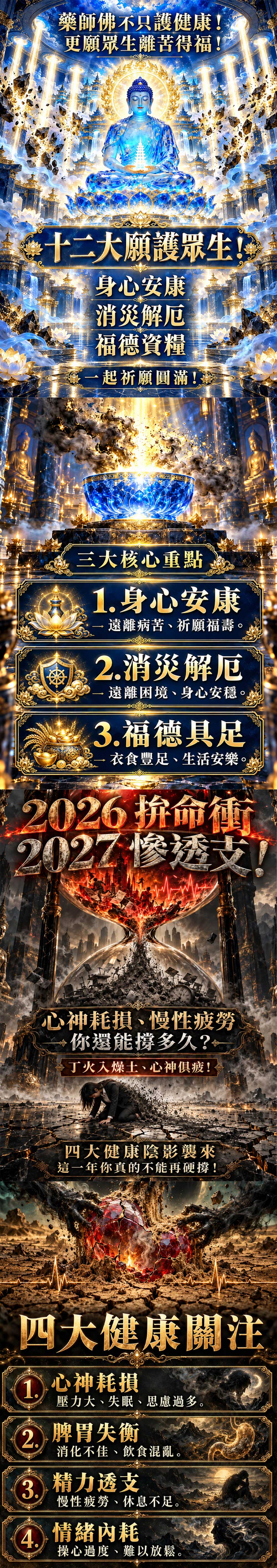 開運NOW-【雙聖賜福】藥師佛.四面佛祝壽祈福 產品說明