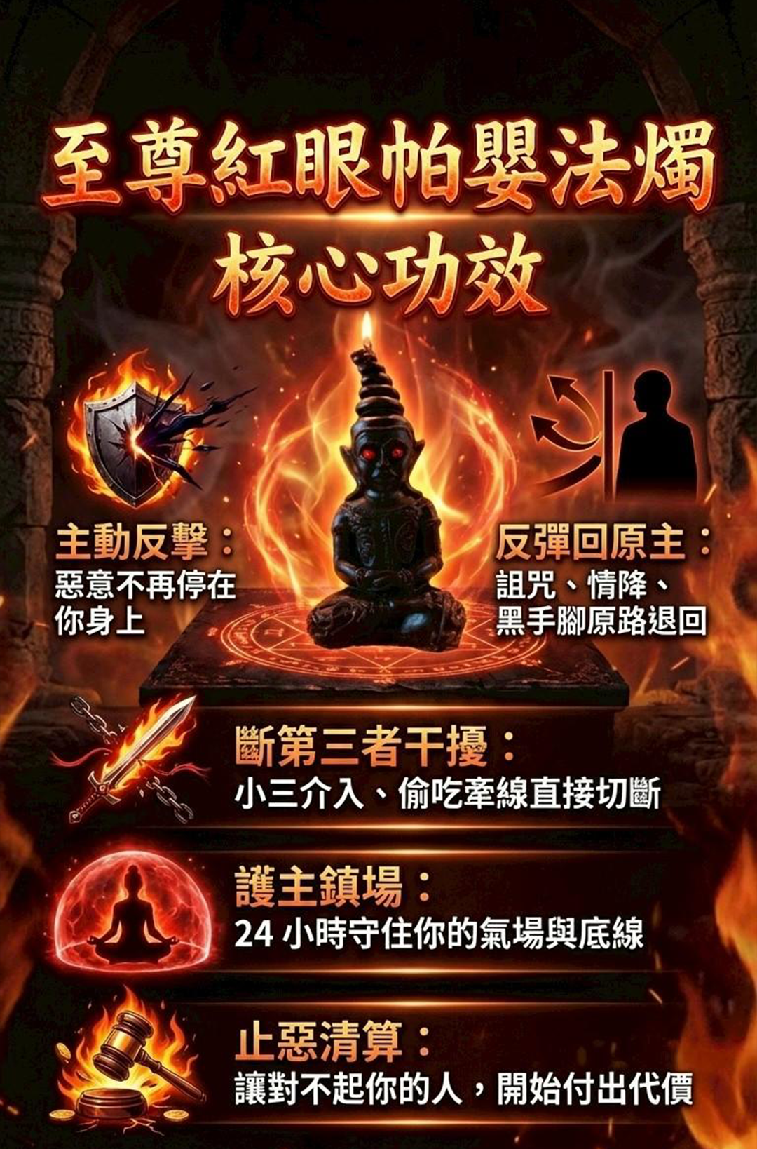 開運NOW-至尊紅眼帕嬰蠟燭 產品說明