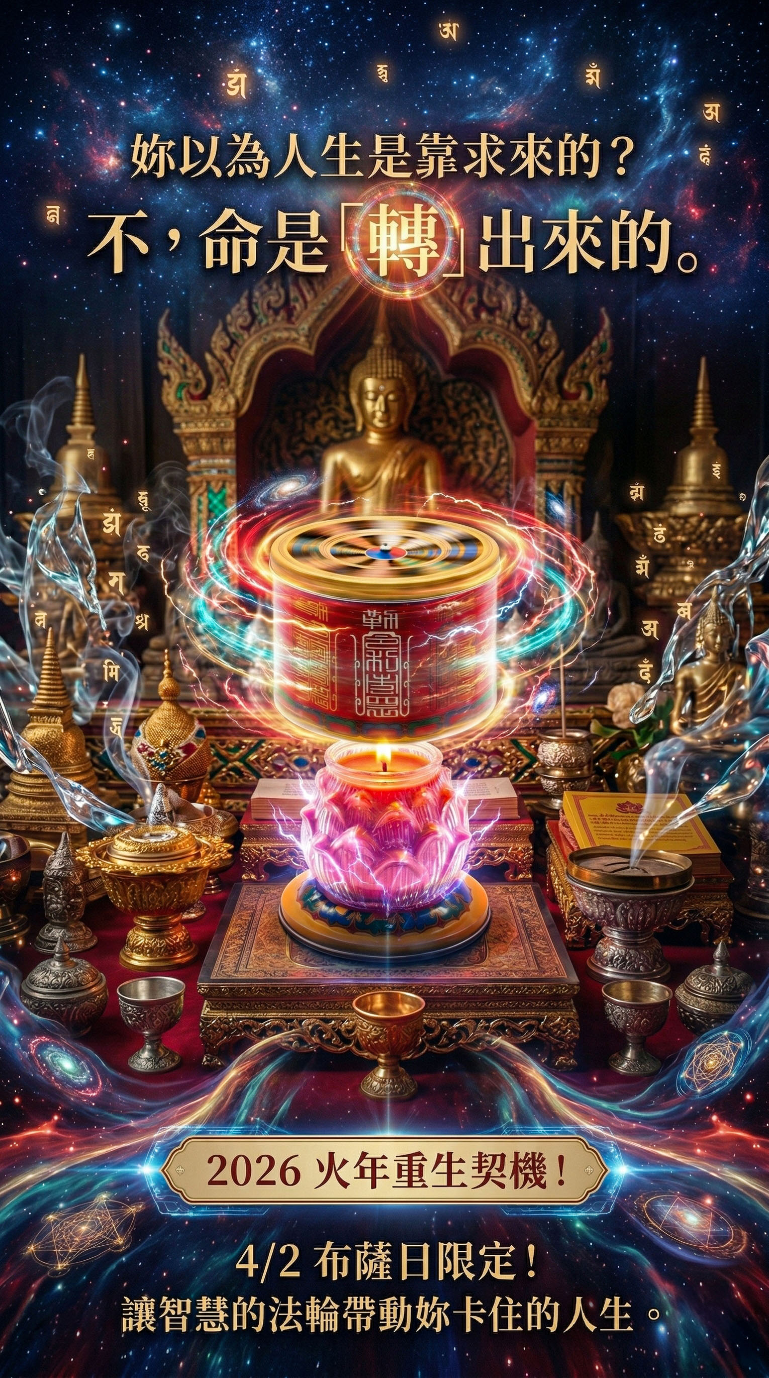 大辣天后宮-馬上有功德・火轉經輪 產品說明