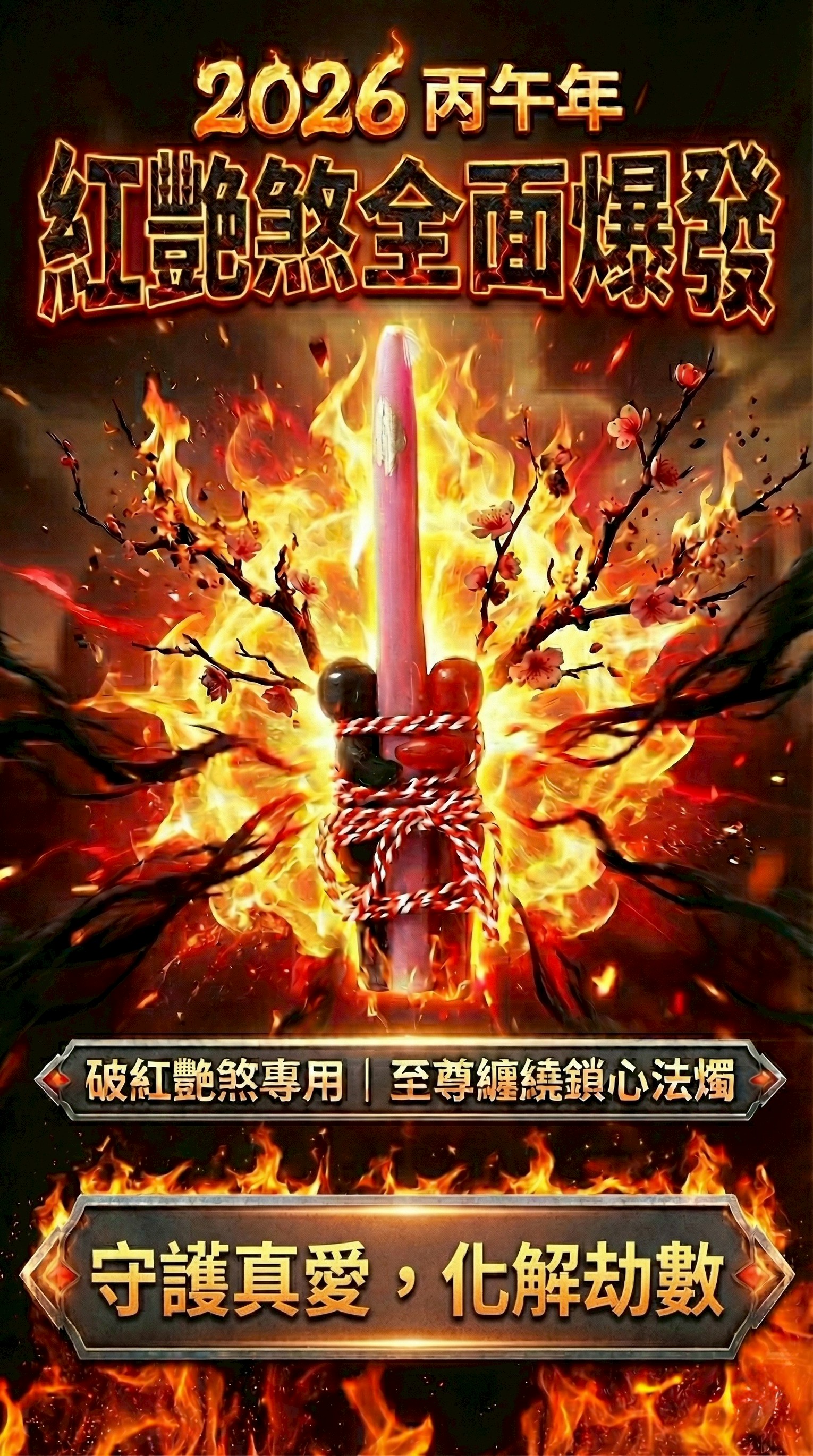 大辣天后宮-至尊纏繞鎖心蠟燭 產品說明