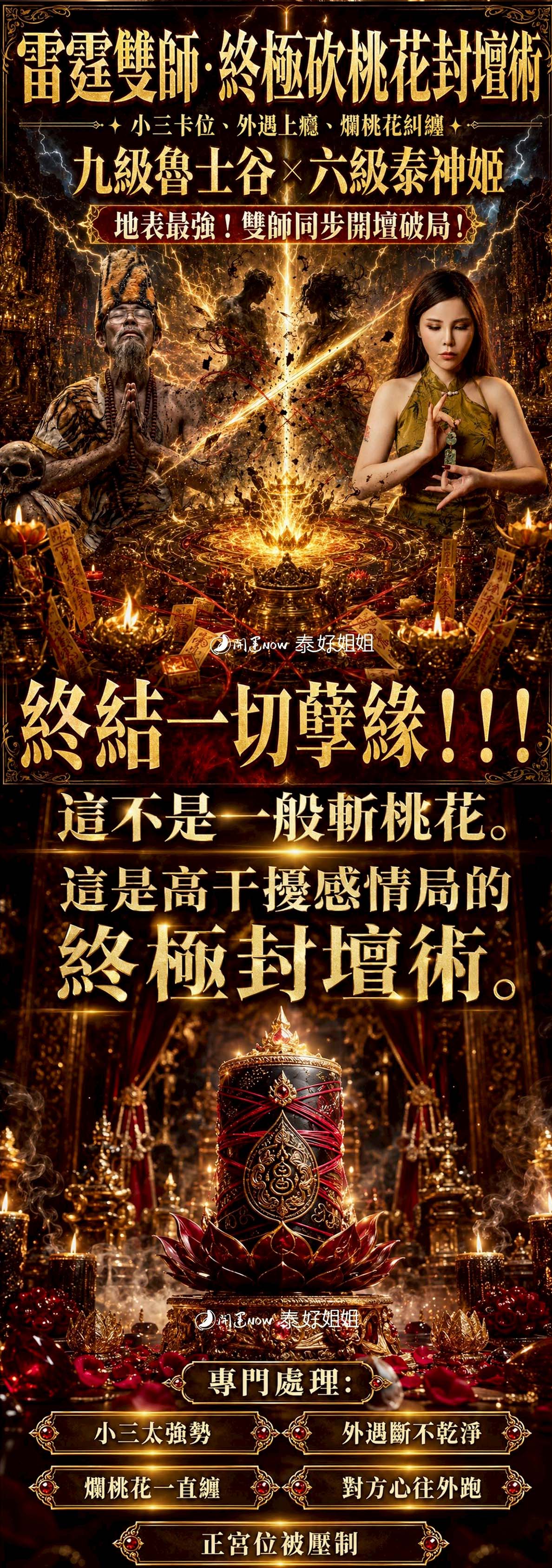 泰幸福-【高階法術】雷霆雙師・終極砍桃花封壇術 產品說明