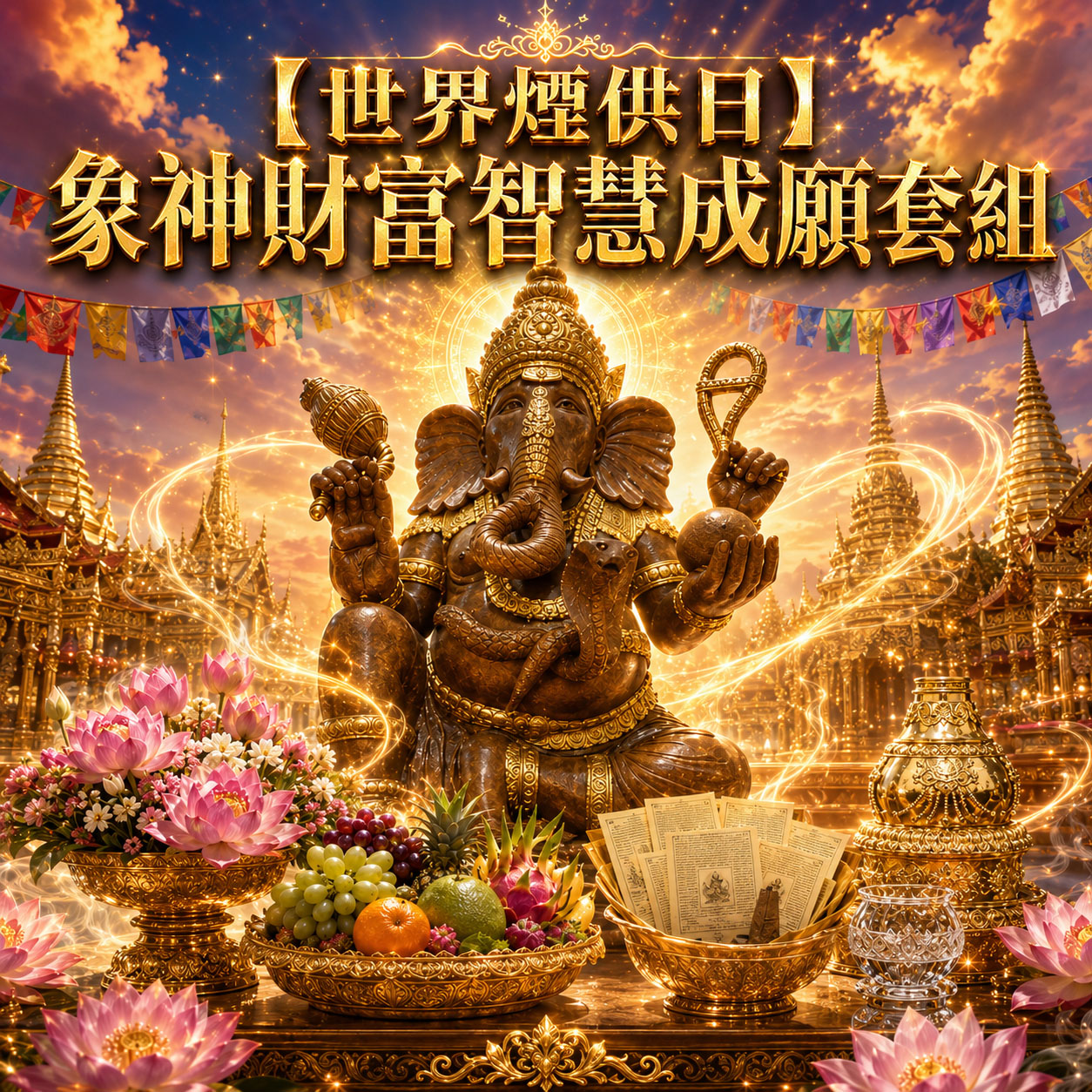 泰幸福-【世界煙供日】象神財富智慧成願套組