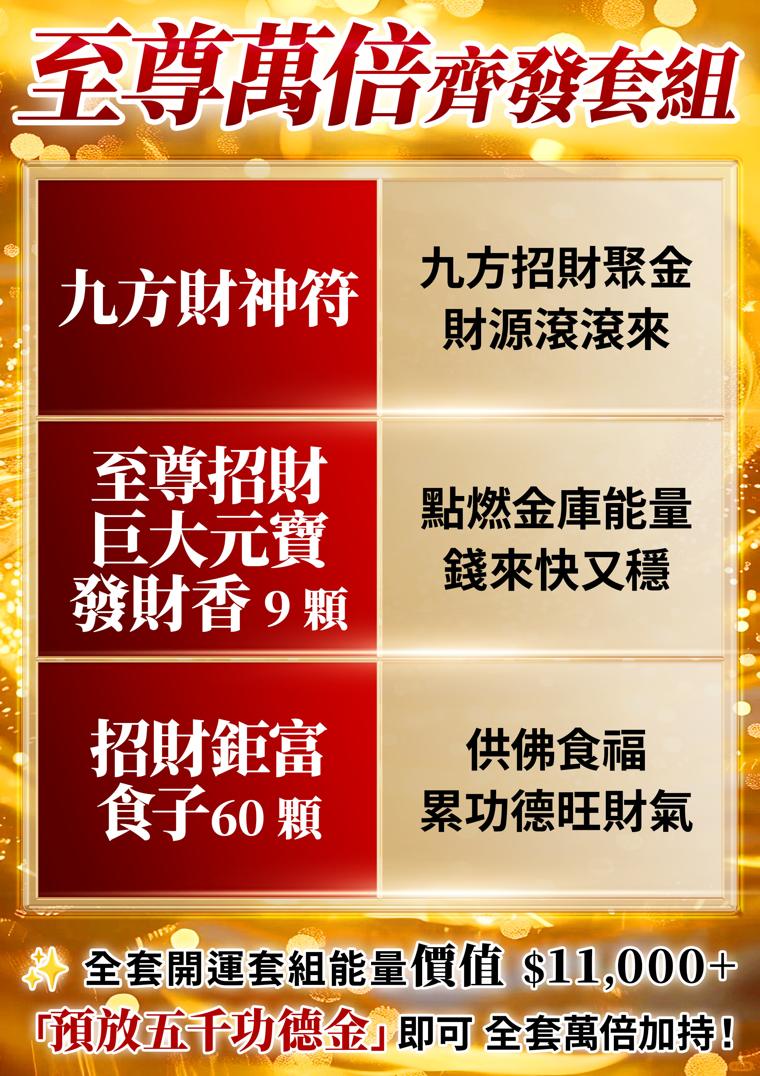 開運NOW-【一粒萬倍】至尊萬倍齊發套組法會 產品說明