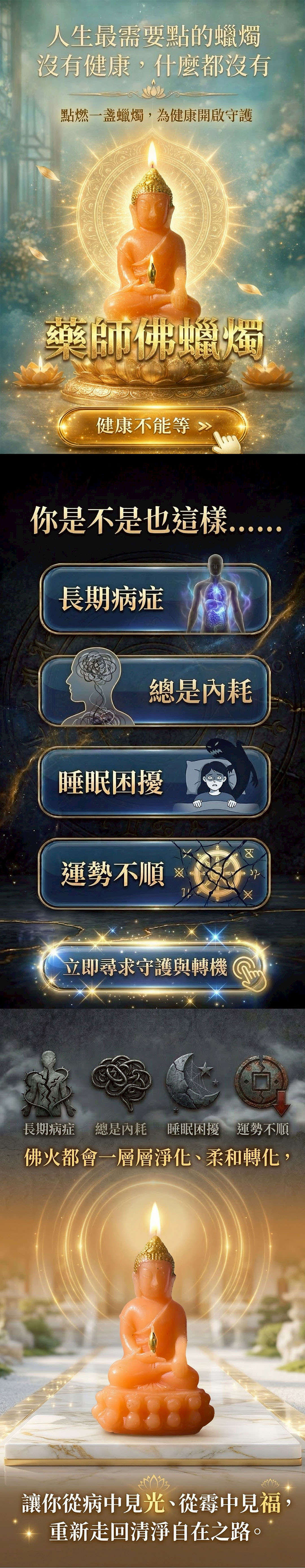 泰幸福-【星期六】丙申月・泰流月-永保安康轉運術＋藥師佛法燭 產品說明