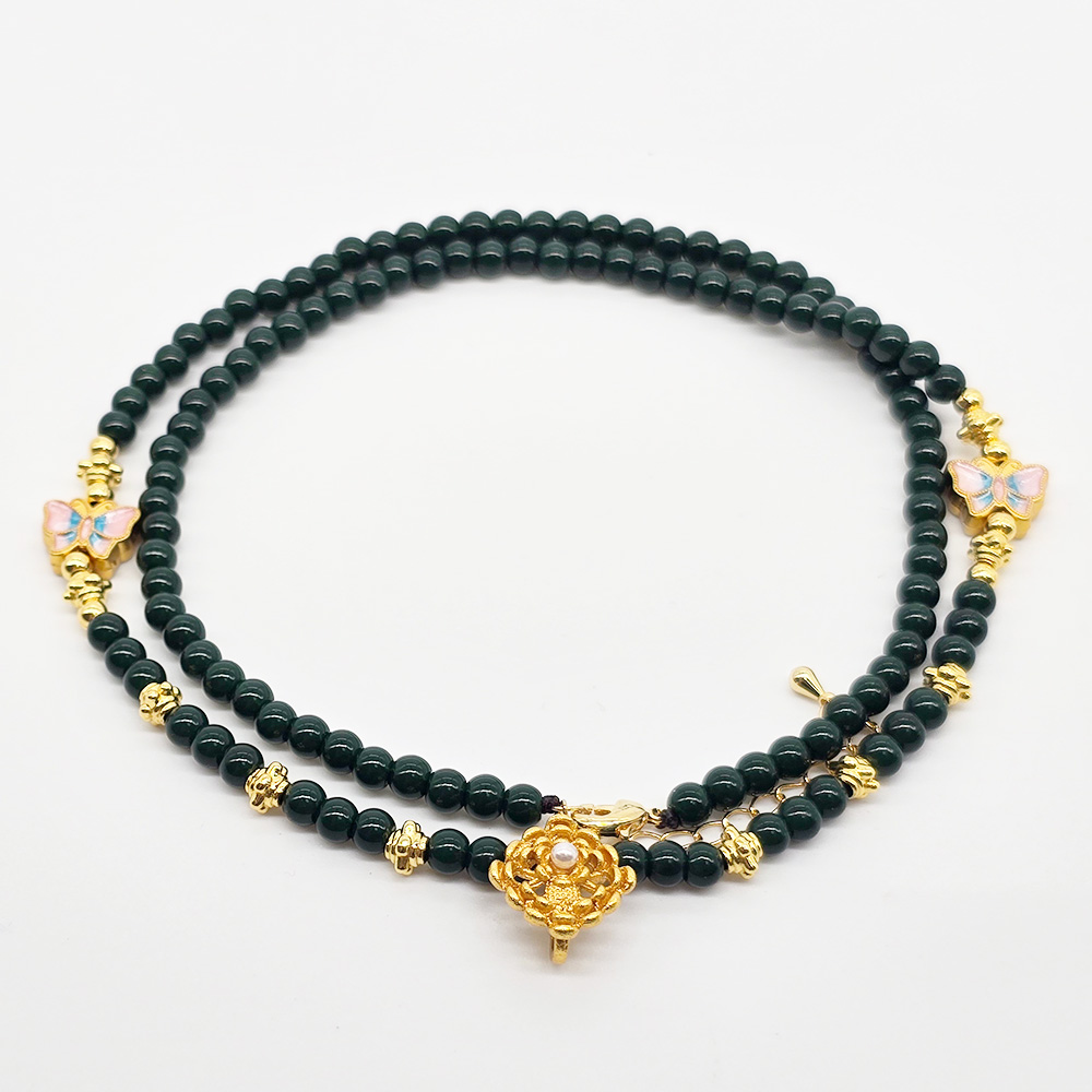 開運NOW-蝴蝶福疊・綠玉髓佛牌鍊