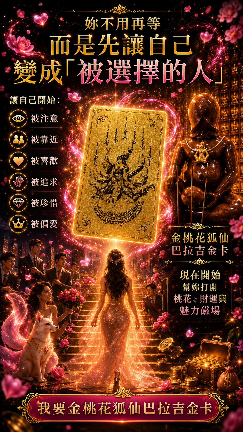 開運NOW-金桃花狐仙巴拉吉金卡 產品說明