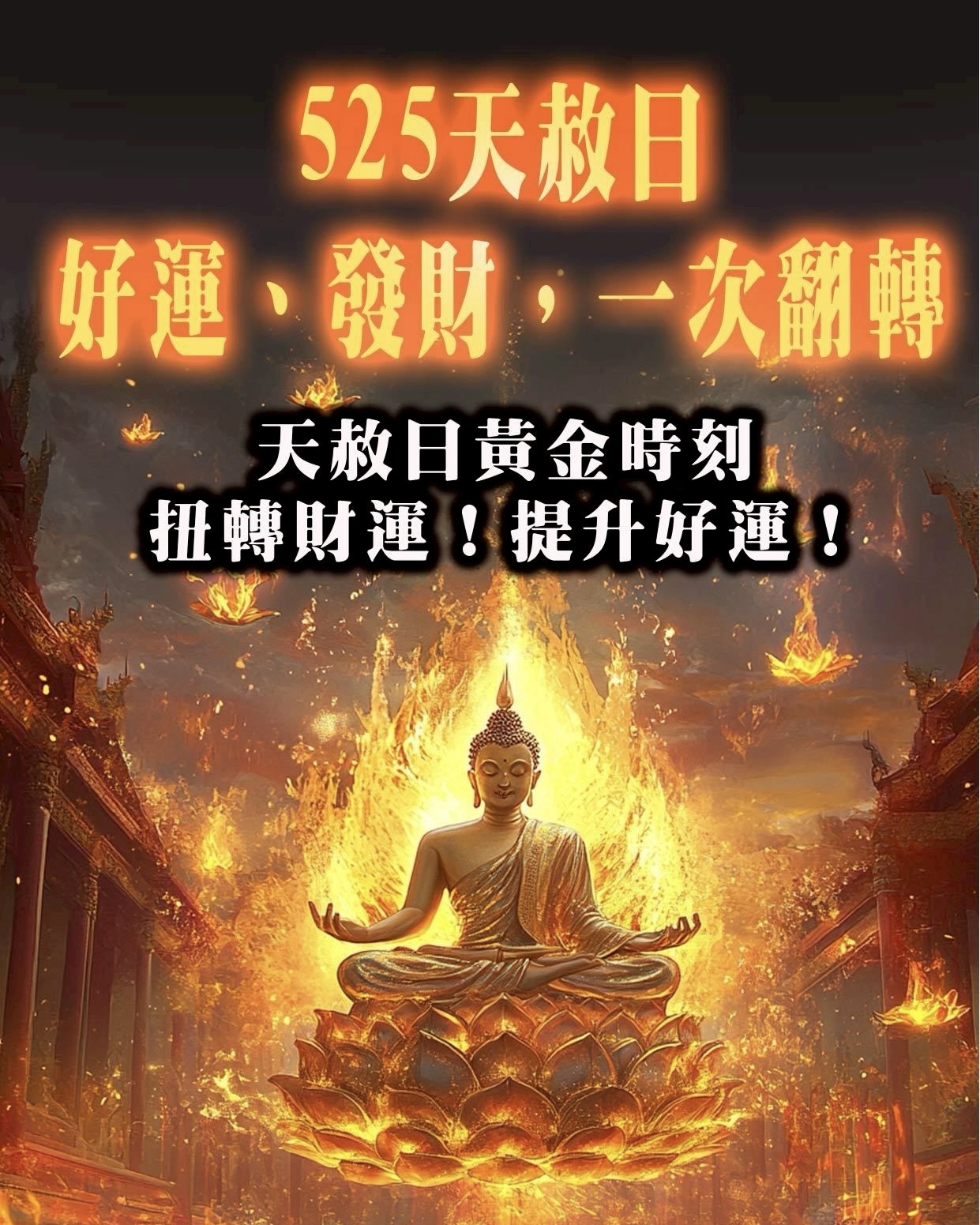 525天赦日：百年難得一遇的火力轉運日，補火補運補財氣，就在今天！