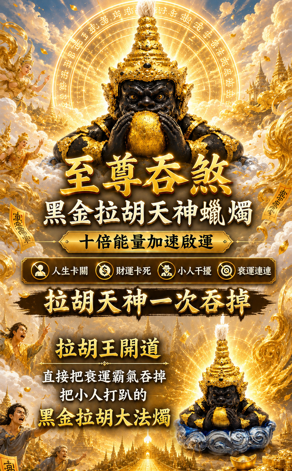 至尊吞煞黑金拉胡天神蠟燭