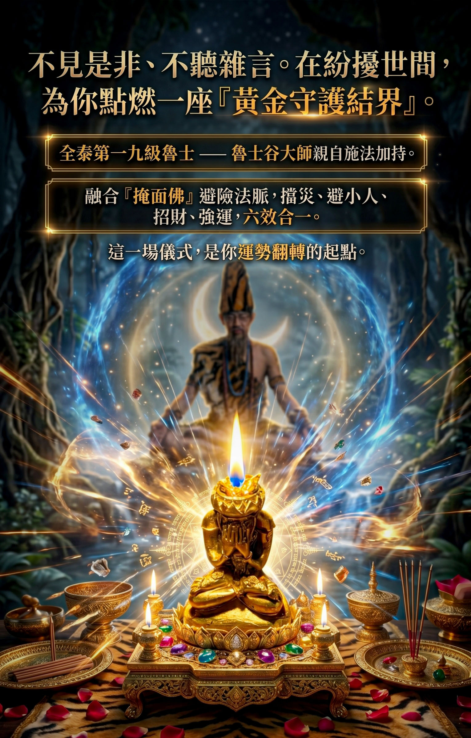 【魯士谷大師】黃金掩面佛蠟燭
