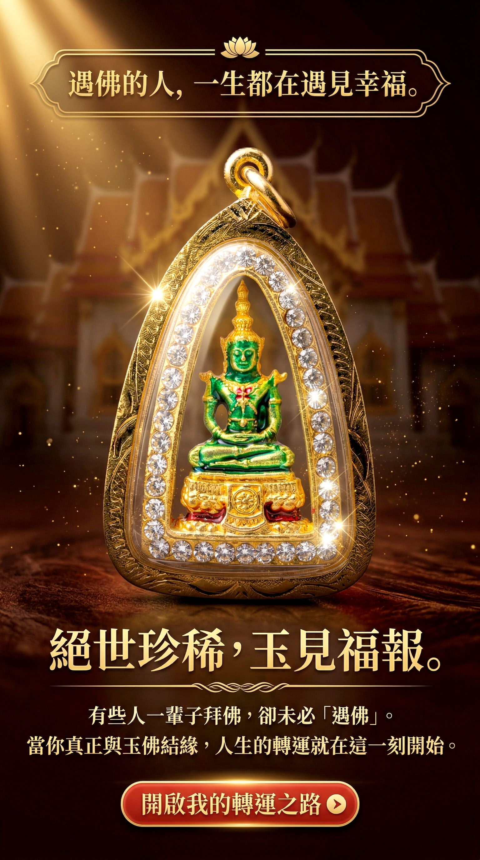 大辣天后宮-【絕世珍稀 · 玉見福報】泰國皇室級守護玉佛佛牌 產品說明