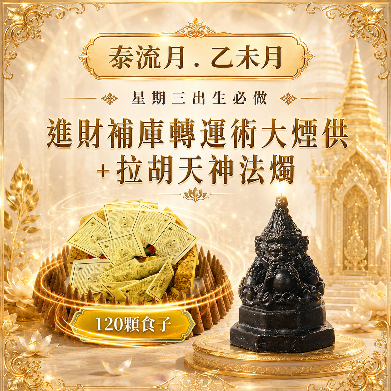 開運NOW-【星期三】乙未月・泰流月-進財補庫轉運術大煙供120食子＋拉
