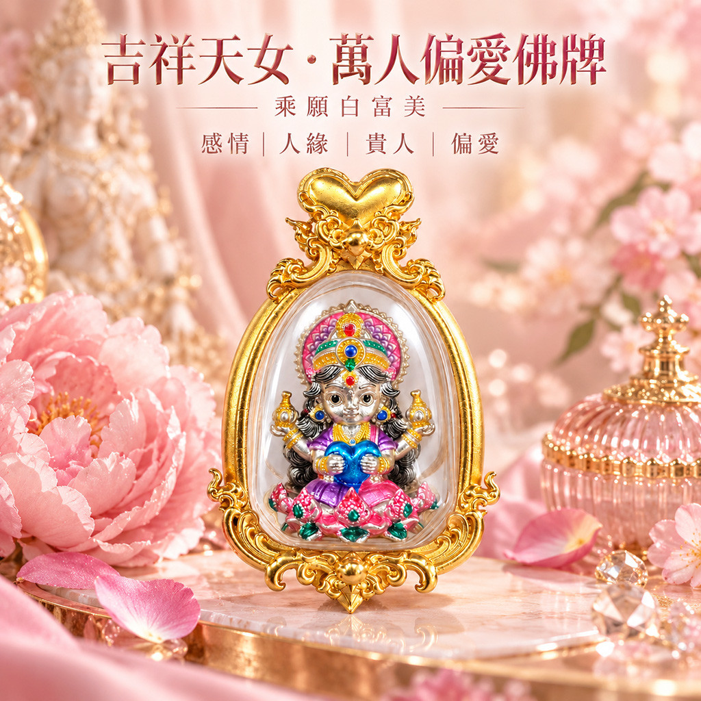 泰幸福-【乘願白富美】吉祥天女・萬人偏愛佛牌-粉-預購