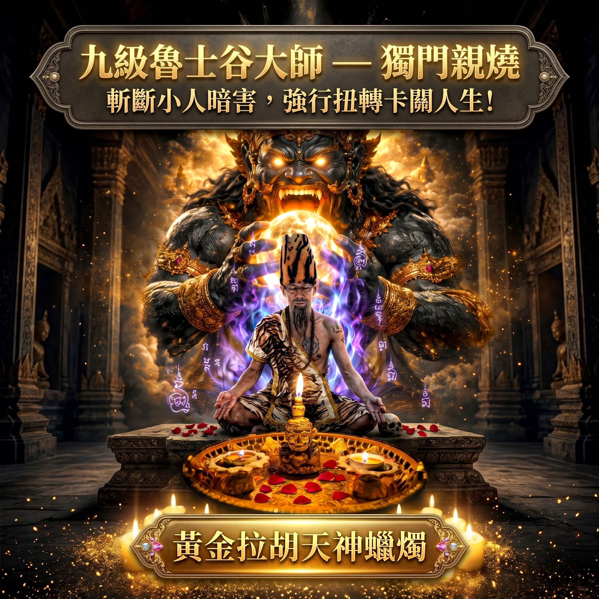 開運NOW-【魯士谷大師】黃金拉胡天神蠟燭