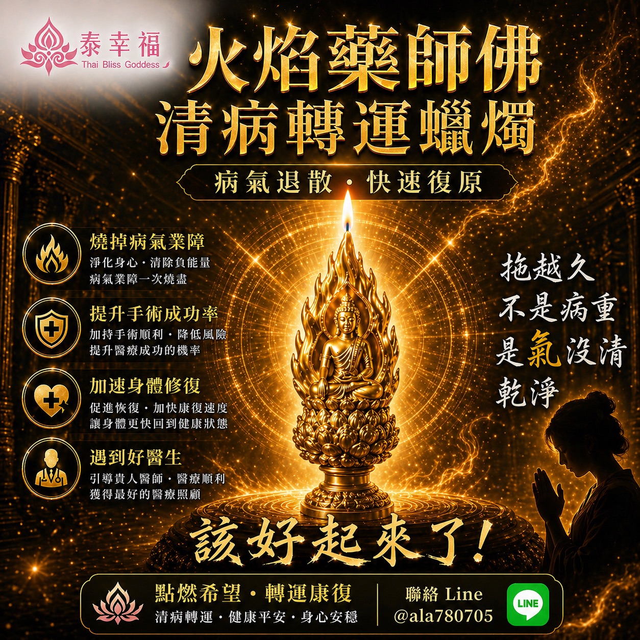 泰幸福-火焰藥師佛蠟燭__（烈焰消病破厄之主）