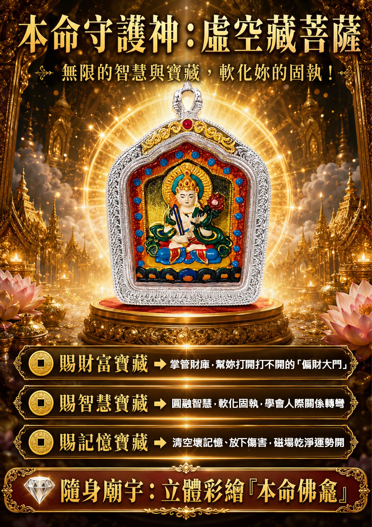 開運NOW-【開運珍藏】虛空藏菩薩守護佛牌-預購 產品說明