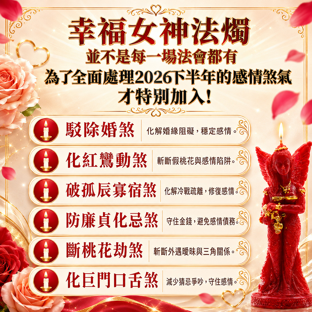 開運NOW-【以愛為名】愛神護持大法會svip送幸福女神法燭5支