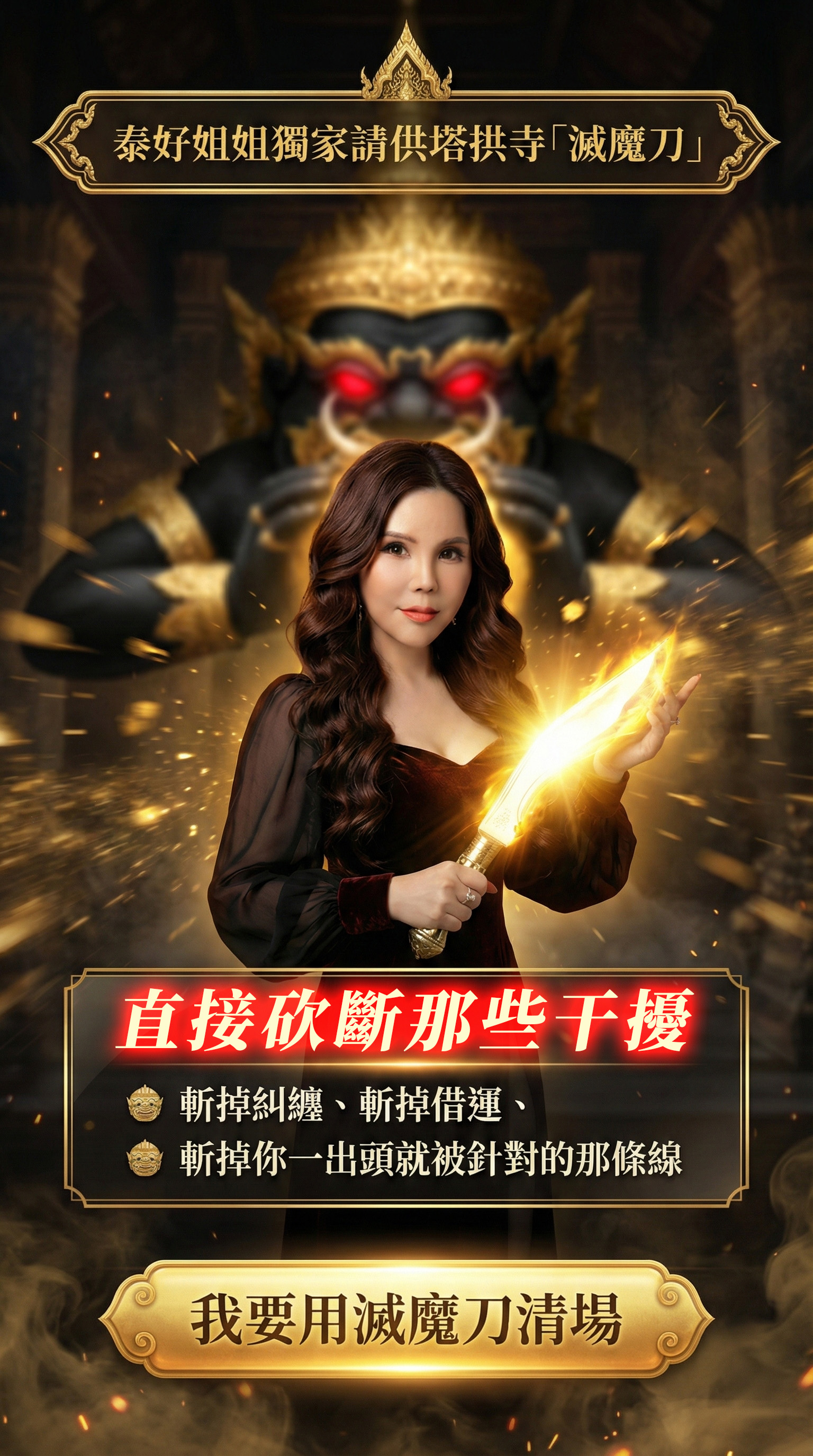 大辣天后宮-【驚蟄打小人限定】滅魔刀 X 拉胡天神除厄運法門 產品說明