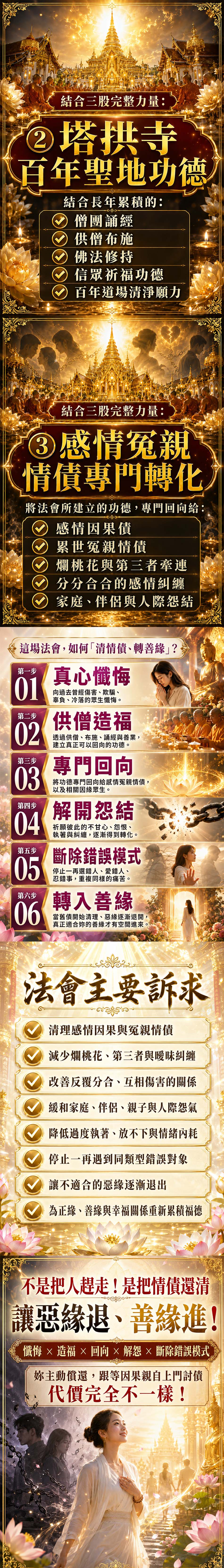 泰幸福-【塔拱寺百年】清情債.轉善緣大法會 產品說明