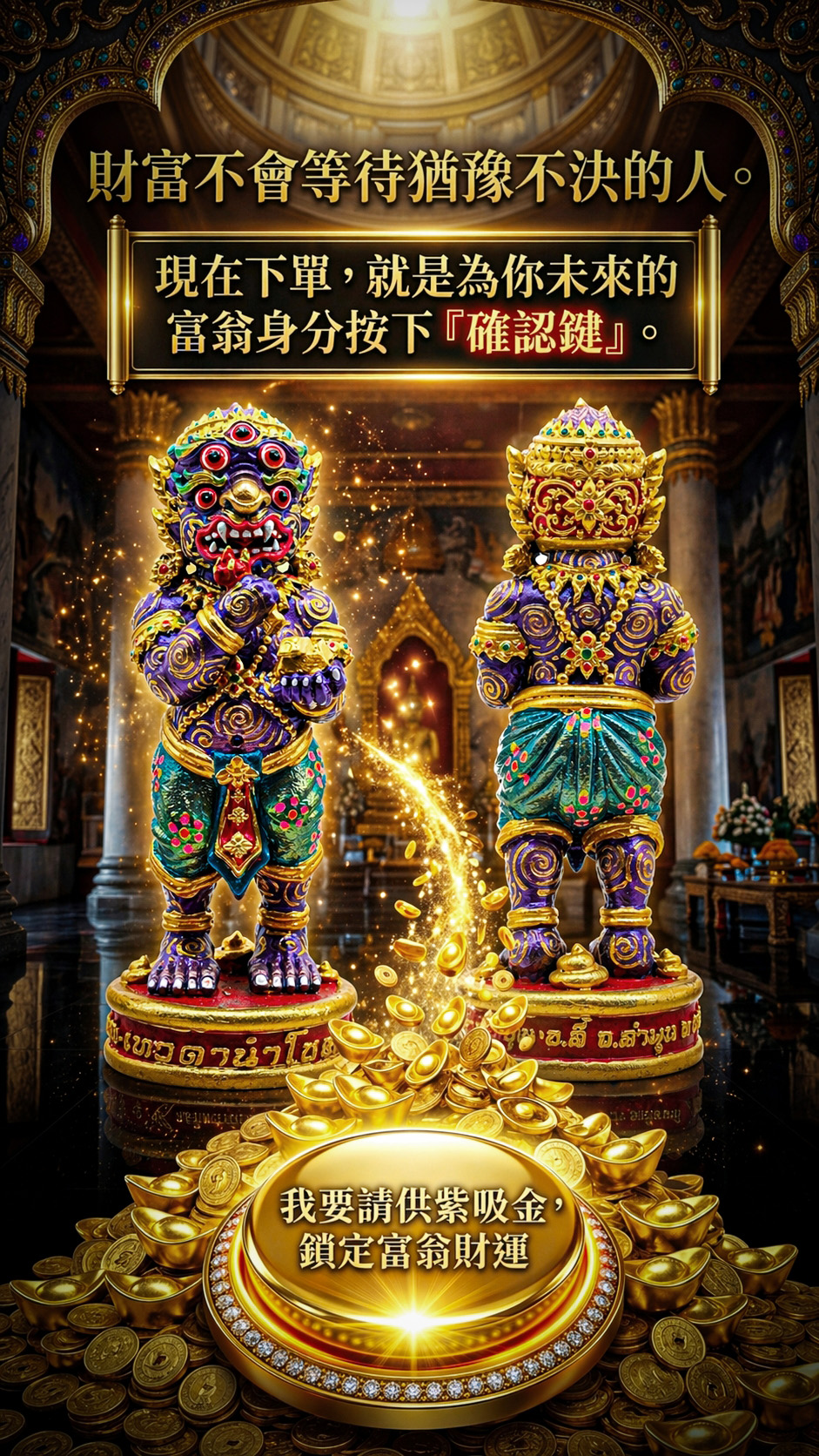 開運NOW-【五眼四耳供奉尊】五四富翁-紫吸金供奉尊＿送佛均山代供一年 產品說明