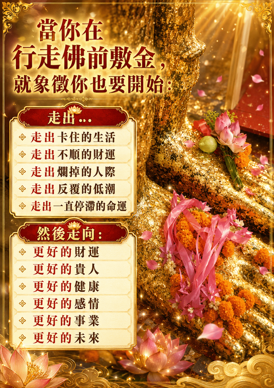 開運NOW-【世界煙供日】佛前敷金・好運成金 產品說明