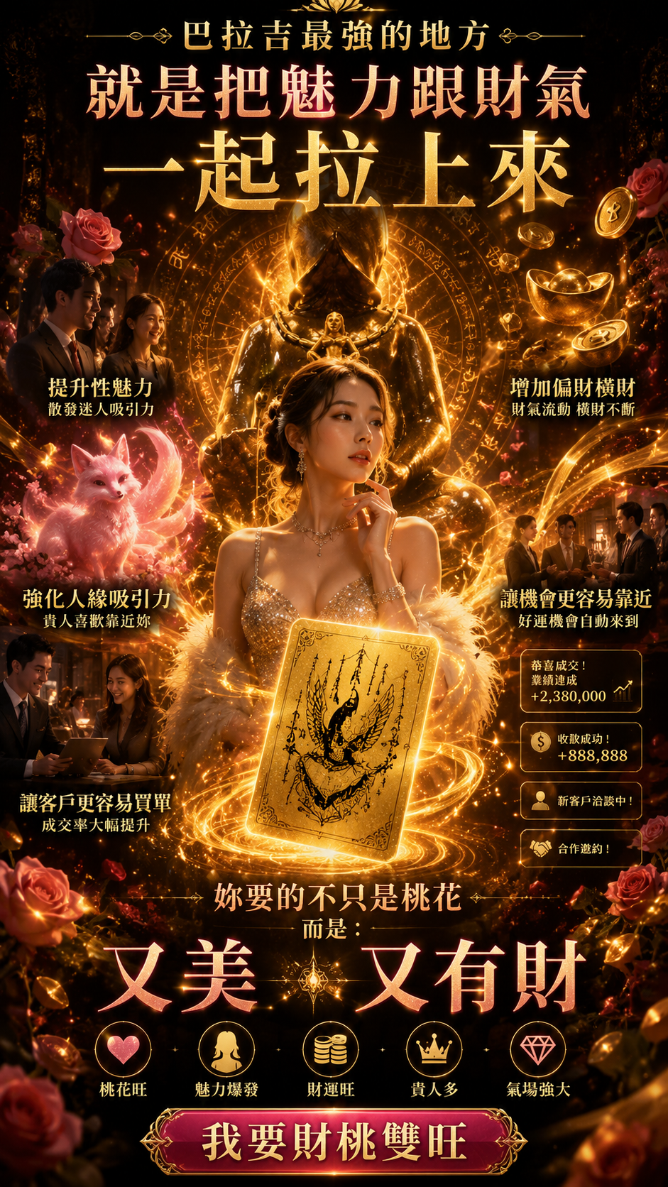開運NOW-金桃花狐仙巴拉吉金卡 產品說明