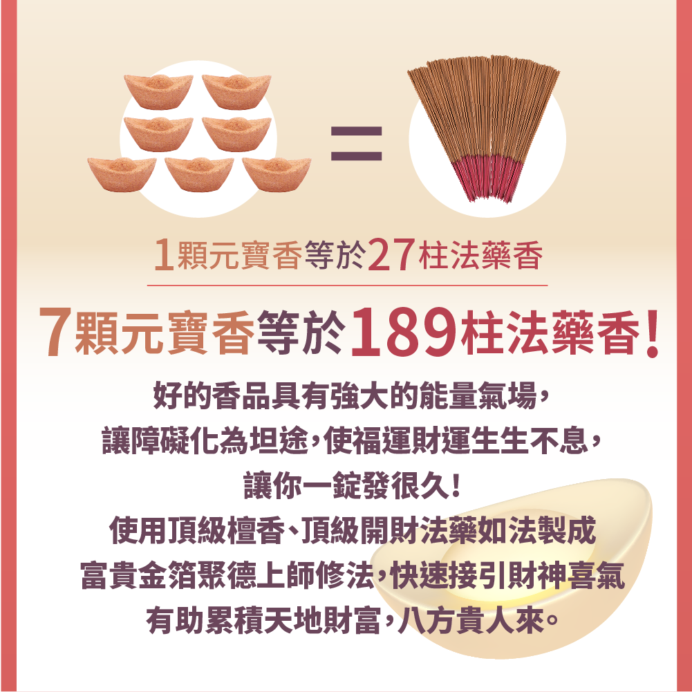 大辣天后宮-【一粒萬倍日.快速進財法】元寶香7顆-代燒