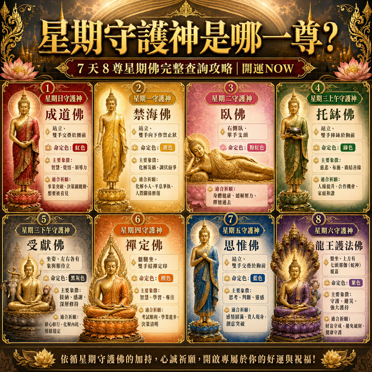 【泰好學】星期守護神是哪一尊？7 天 8 尊星期佛完整查詢攻略｜開運NOW