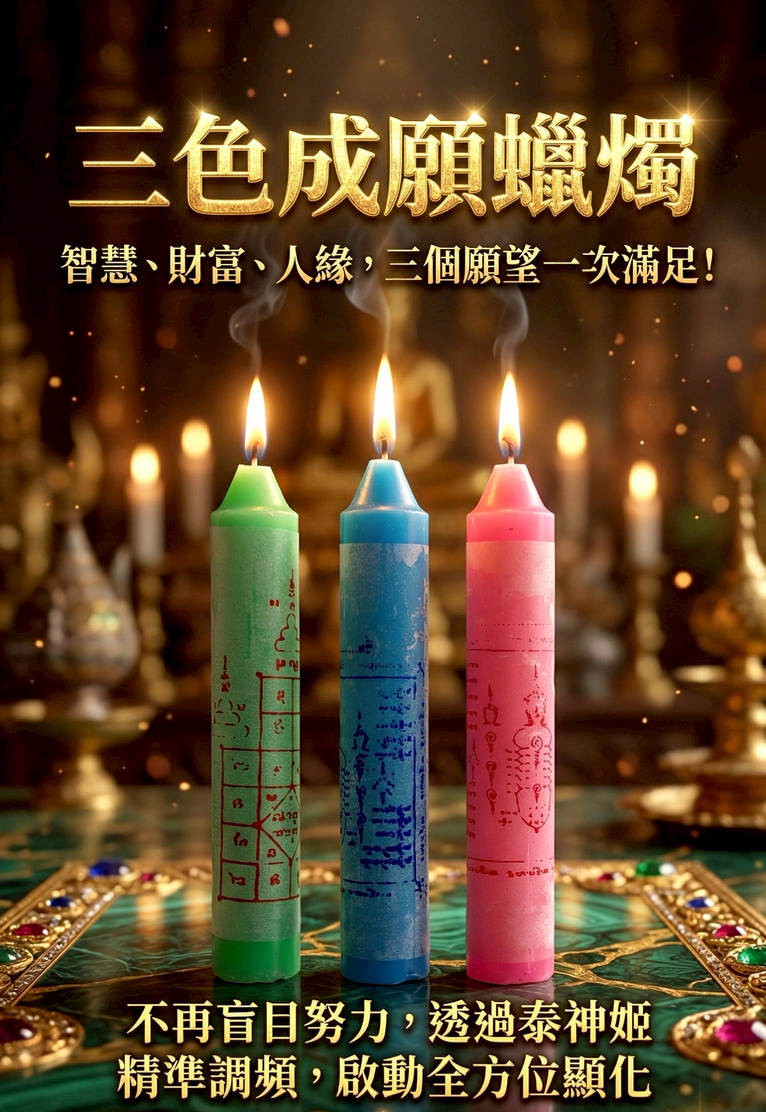 三色成願蠟燭▲三願滿足
