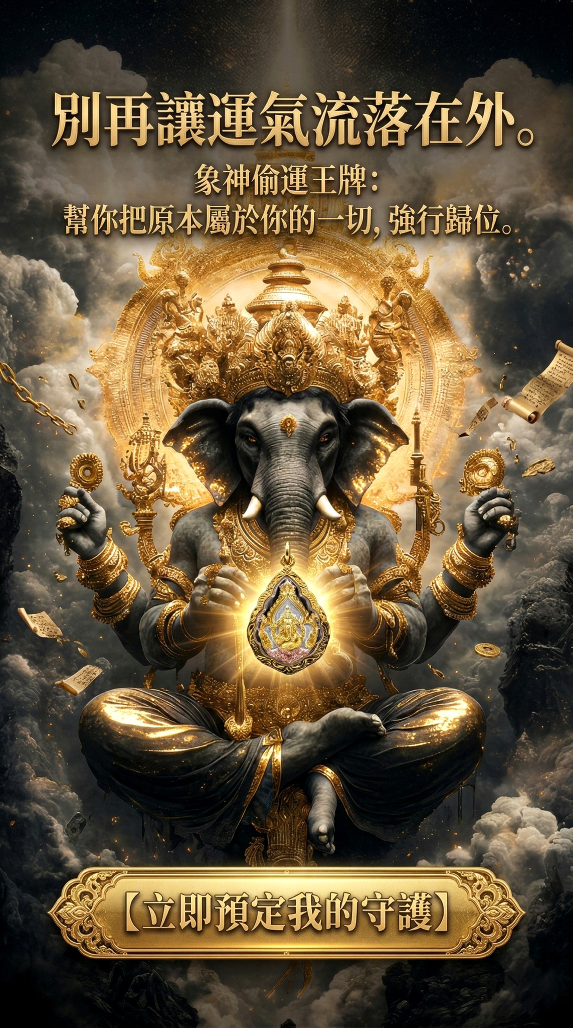 大辣天后宮-【金榜翻身】象神偷運王牌送紫象錢看富貴象神蠟燭 產品說明