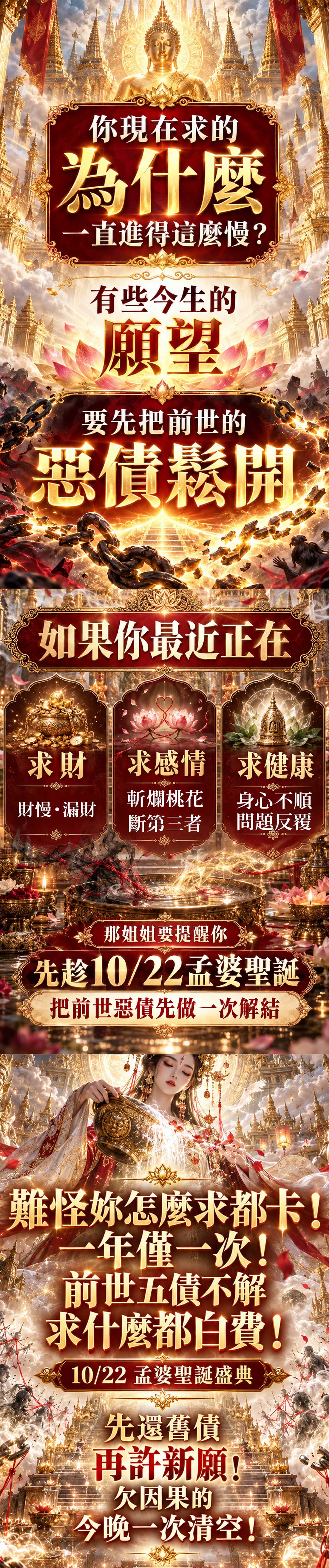 開運NOW-孟婆聖誕・前世五債解結法會(高階客製版) 產品說明