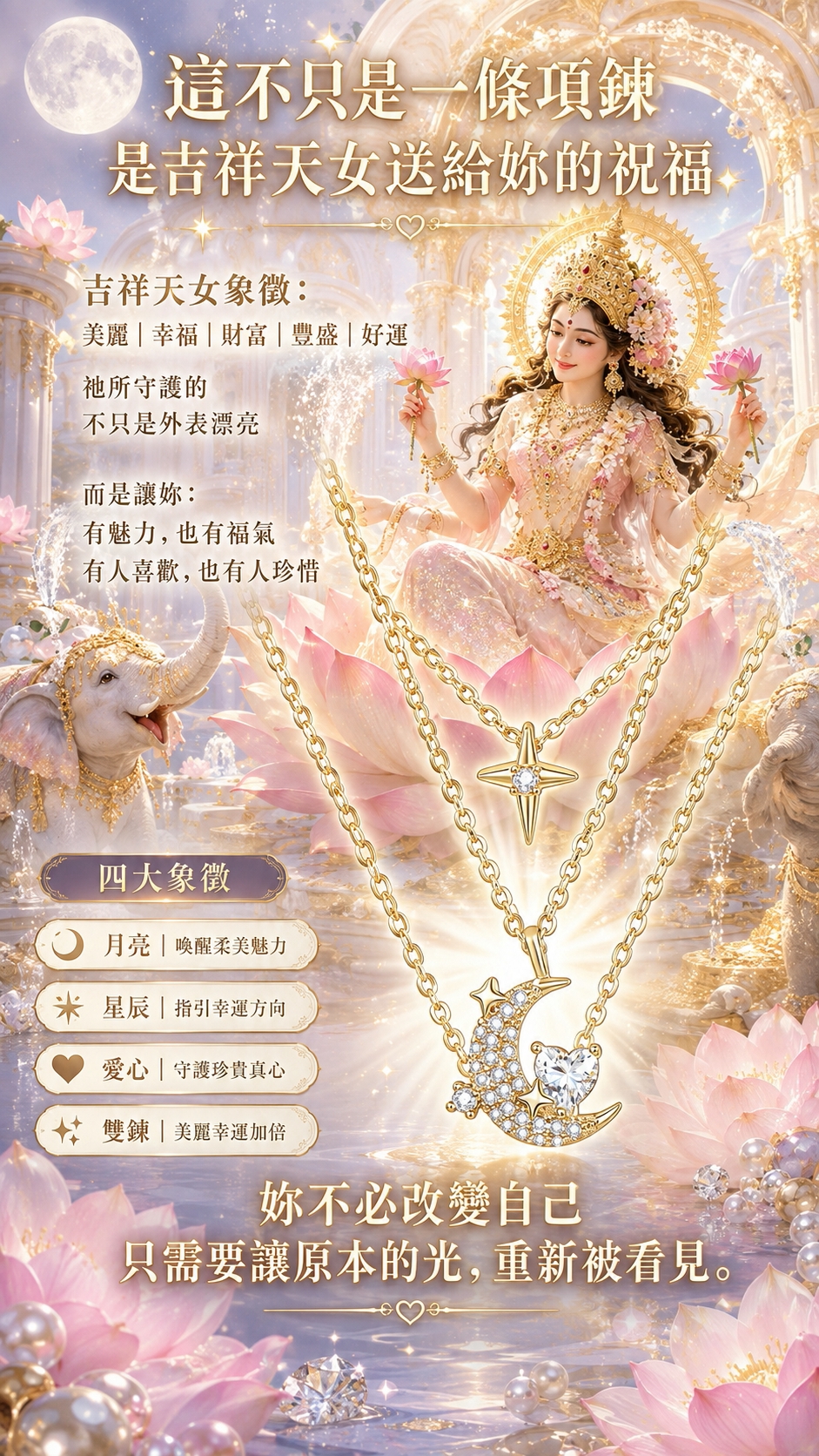 泰幸福-吉祥天女・日月星辰守護項鍊 產品說明