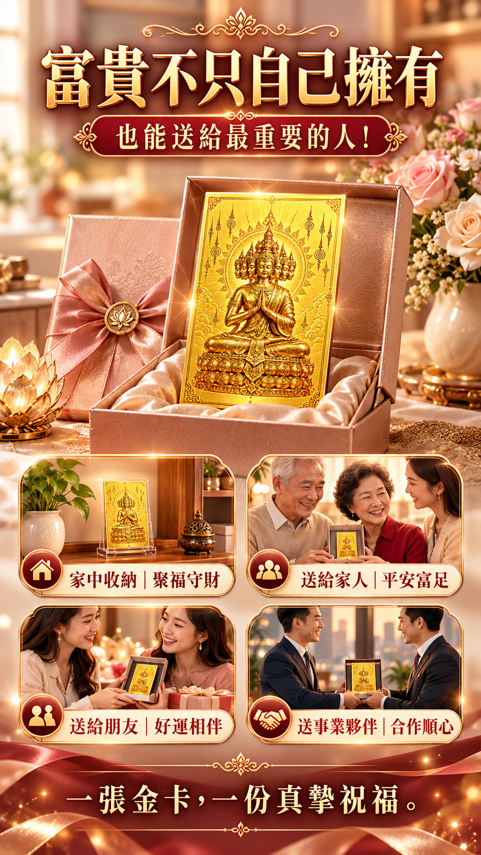 開運NOW-2027九面富貴佛金卡(預購) 產品說明