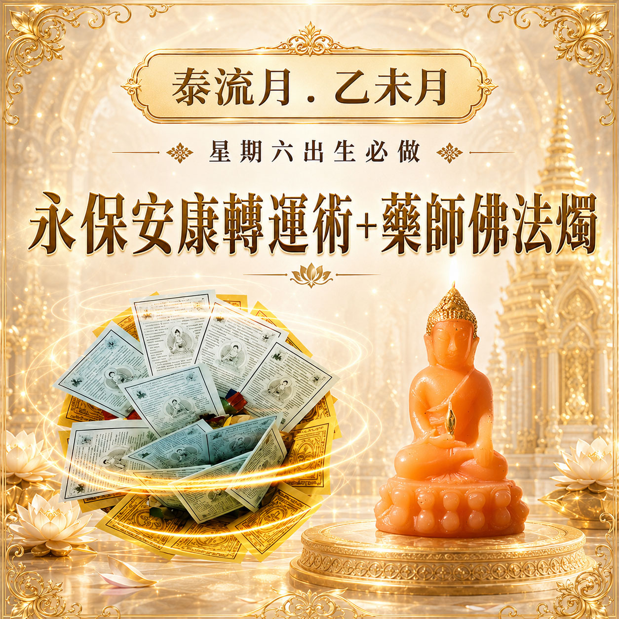 開運NOW-【星期六】乙未月・泰流月-永保安康轉運術+藥師佛法燭 產品說明
