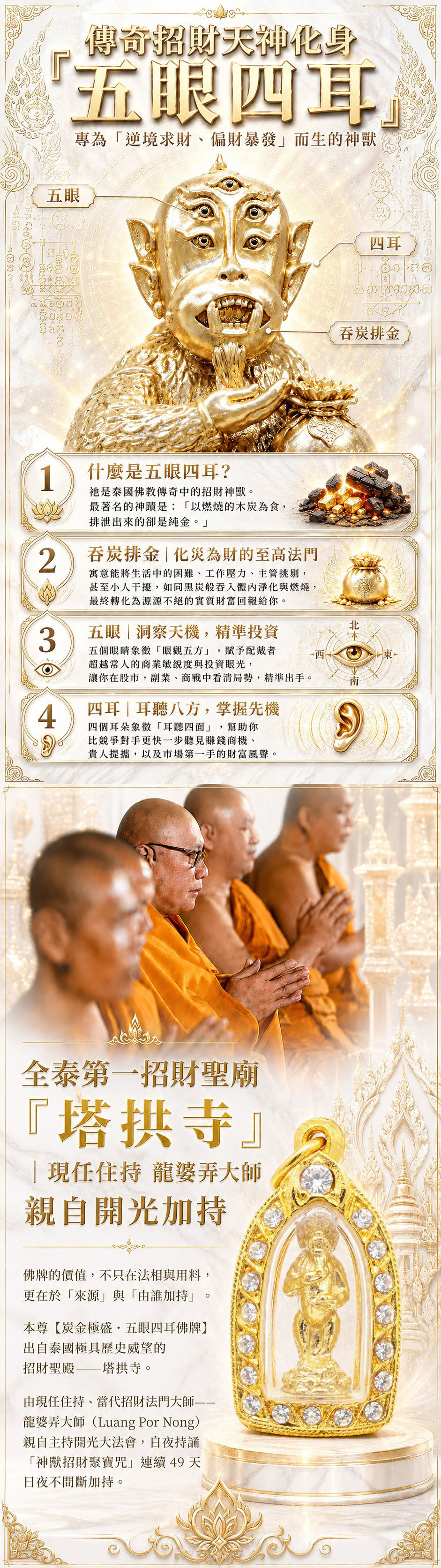 開運NOW-金讚五眼四耳佛牌 產品說明