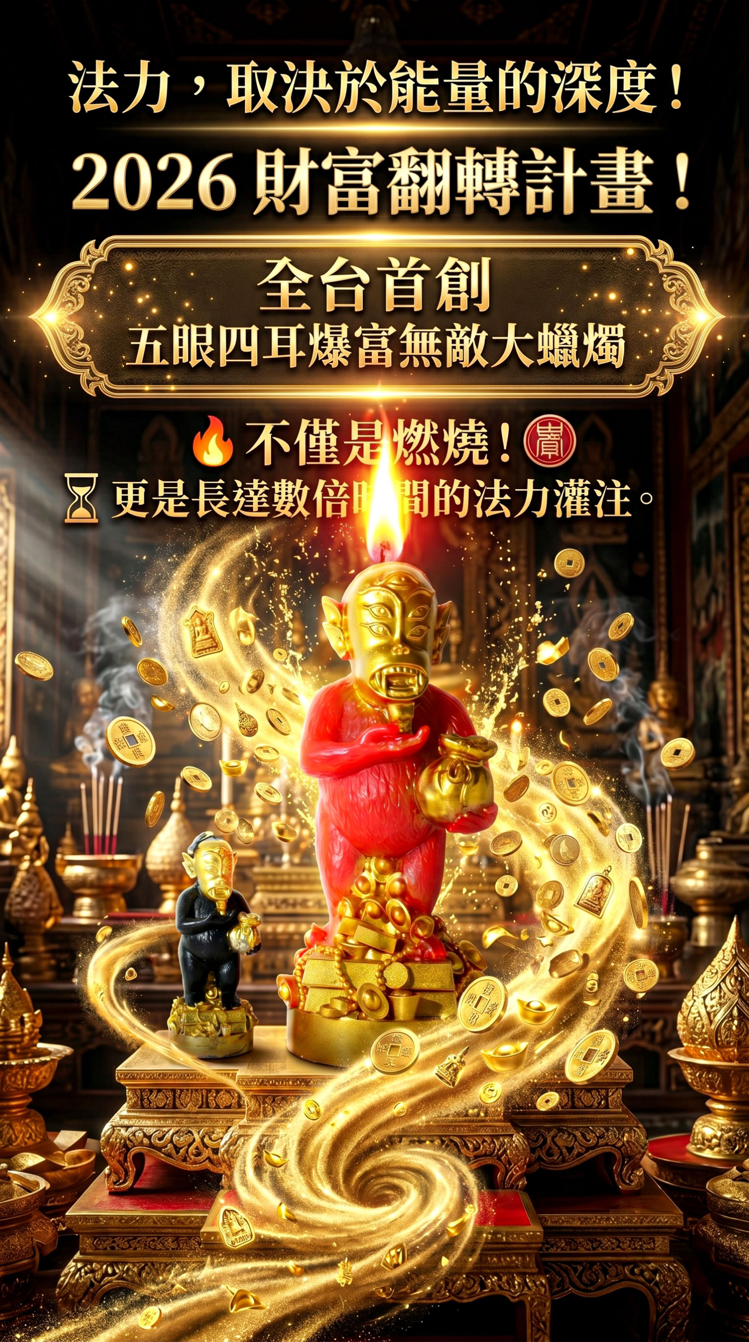 五眼四耳爆富大蠟燭▲招財