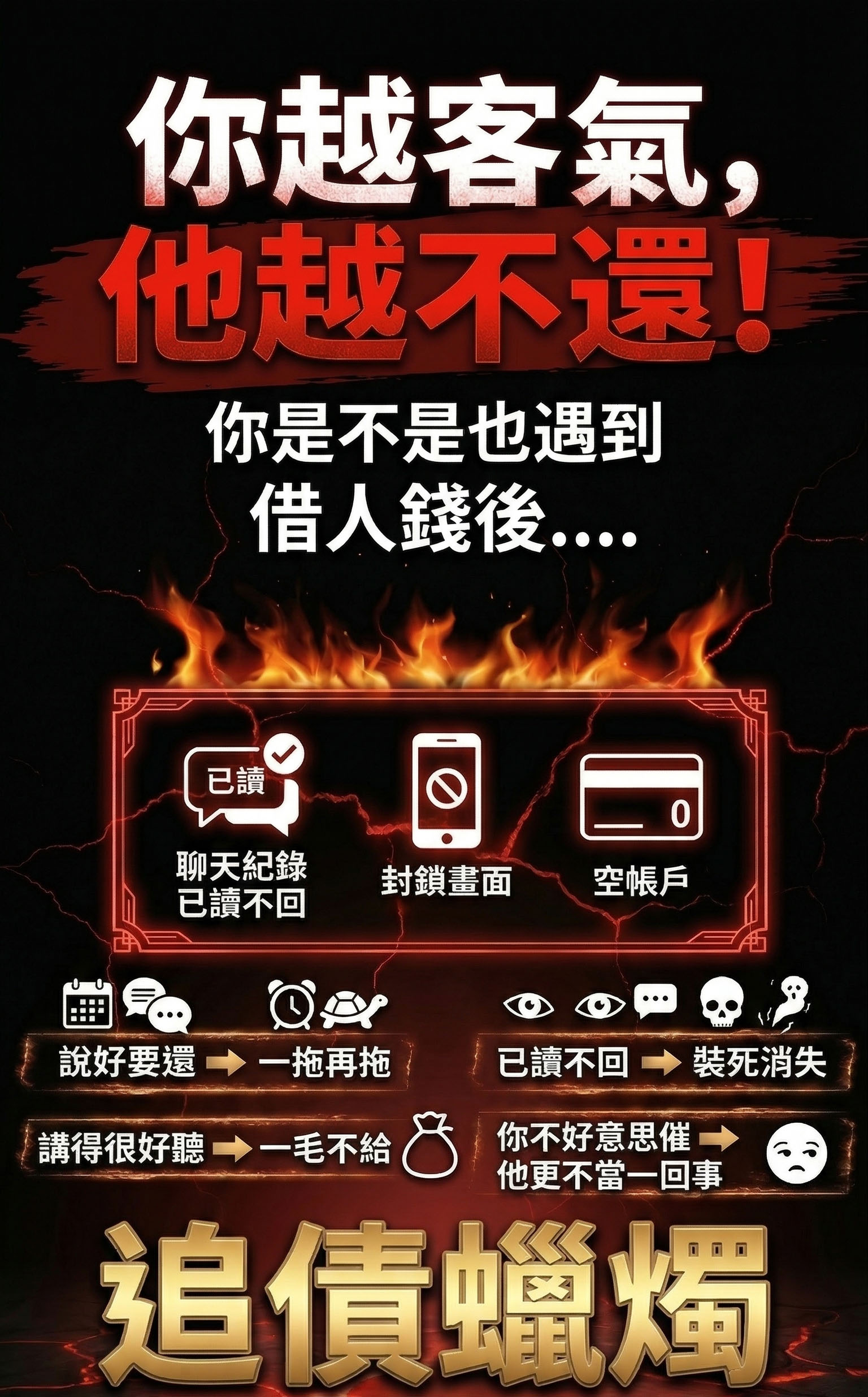 追債蠟燭▲錢財歸來