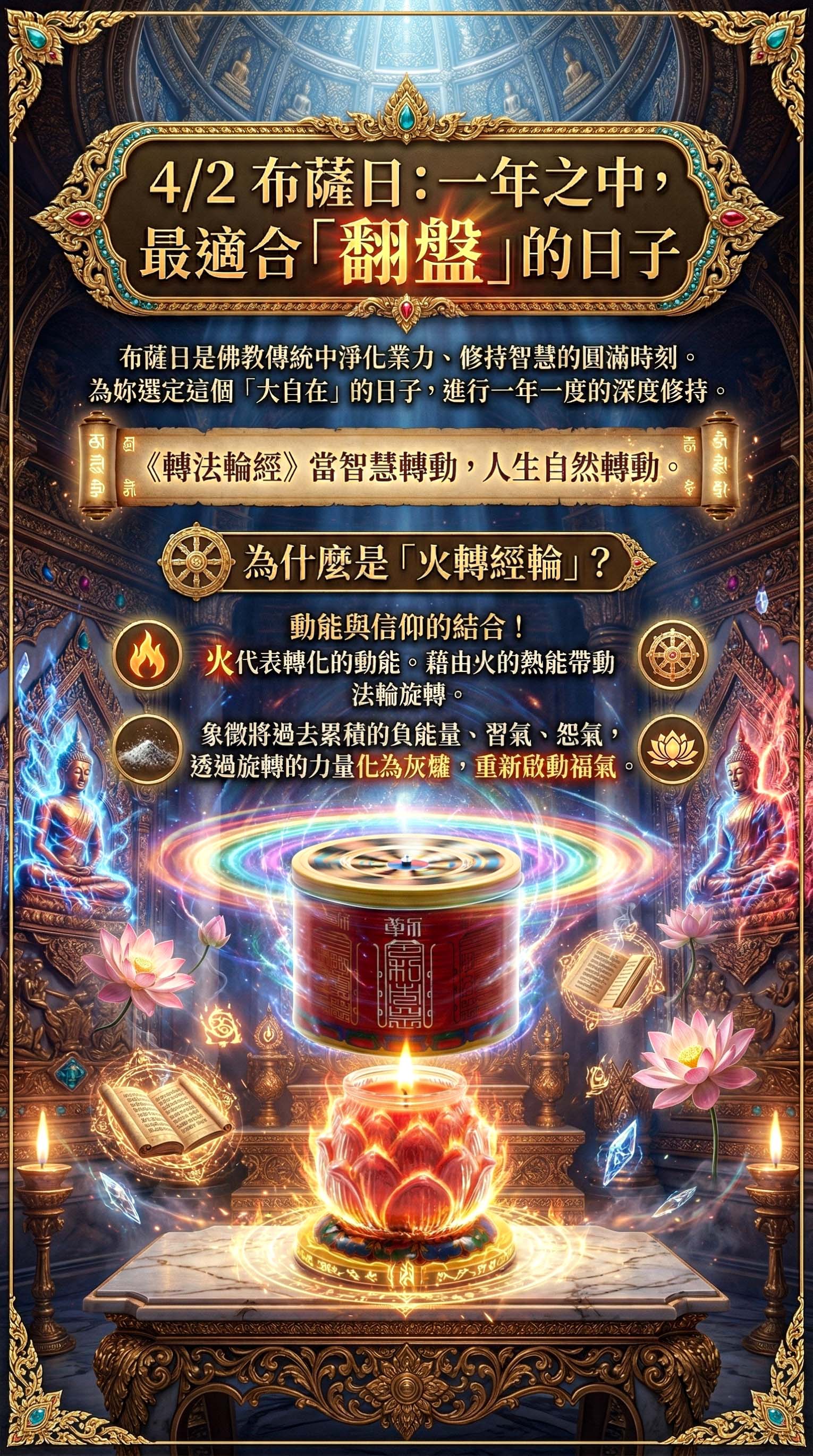 大辣天后宮-馬上有功德・火轉經輪 產品說明