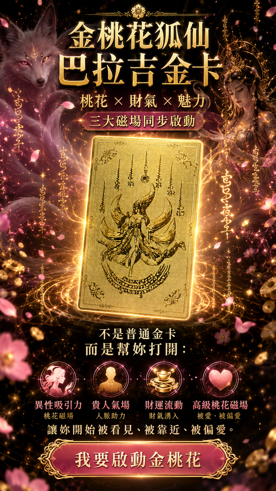 開運NOW-金桃花狐仙巴拉吉金卡 產品說明