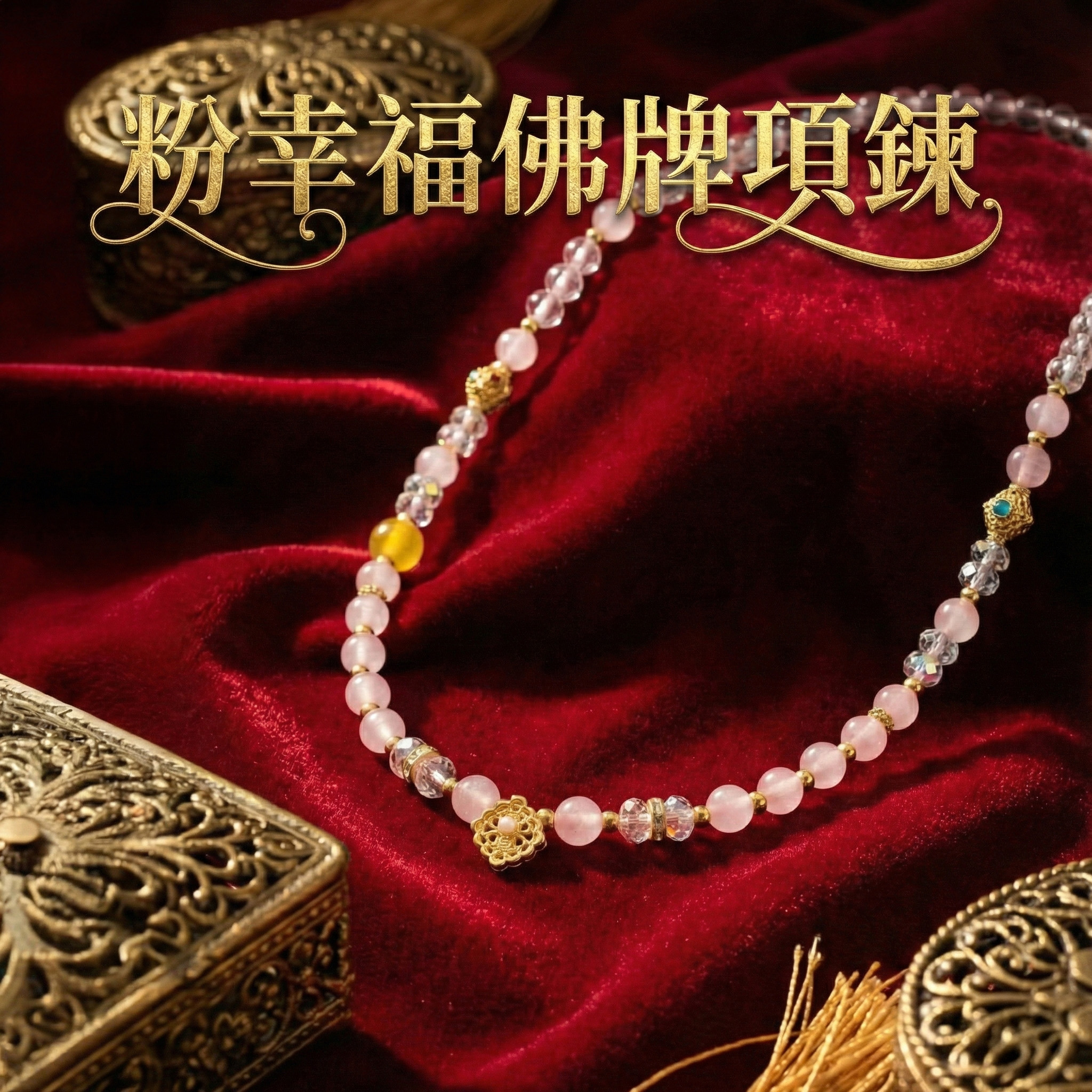 開運NOW-粉幸福佛牌項鍊