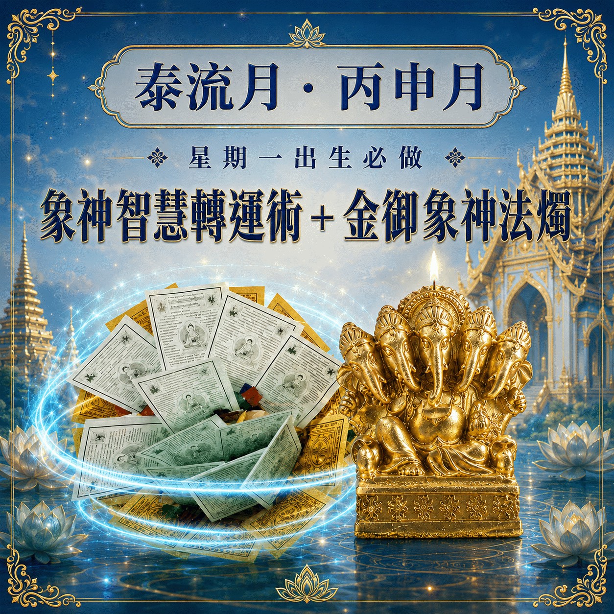 開運NOW-【星期一】丙申月・泰流月-象神智慧轉運術+金御象神法燭 產品說明