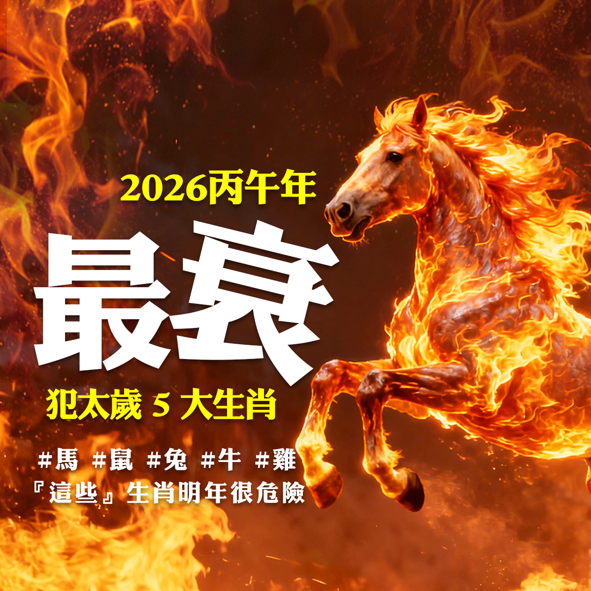 【泰神準】🐎2026丙午年犯太歲最重五生肖，妳上榜了嗎？
