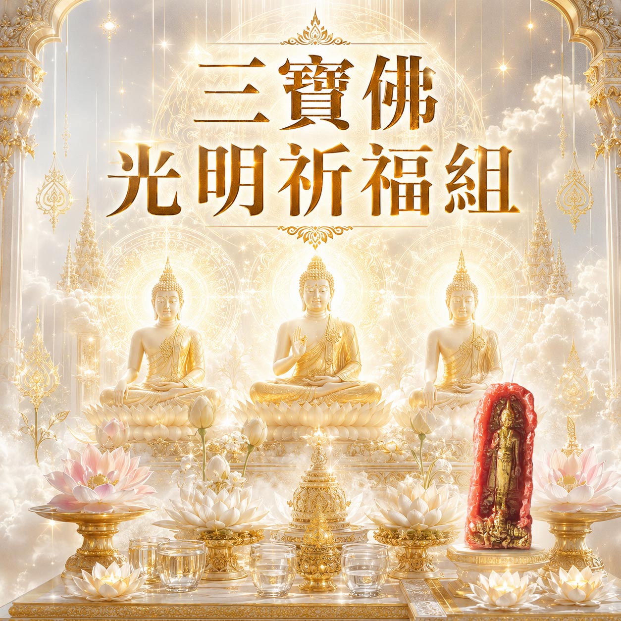 開運NOW-【三寶佛】光明祈福組 產品說明