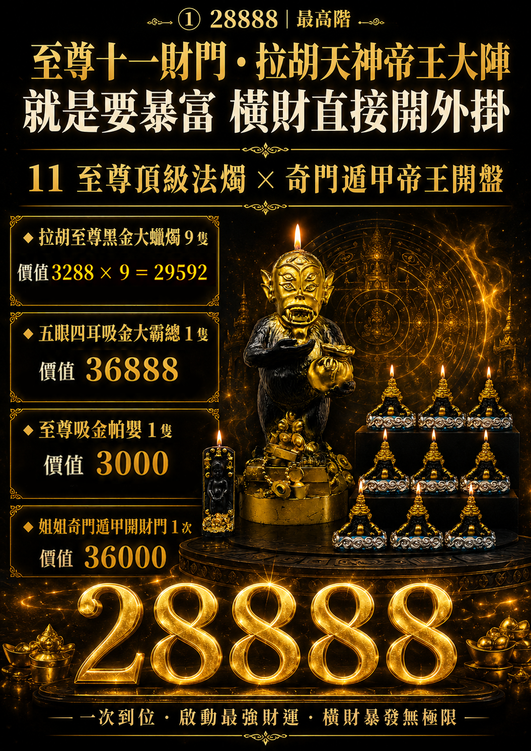 開運NOW-至尊十一財門・拉胡天神帝王大陣 產品說明