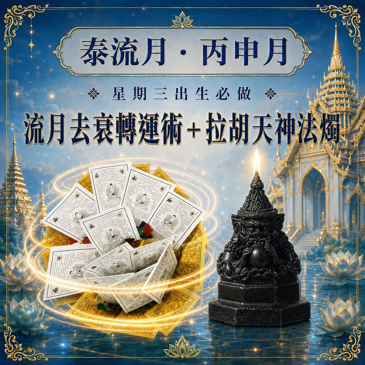 泰幸福-【星期三】丙申月・泰流月-流月去衰轉運術+拉胡天神法燭 產品說明