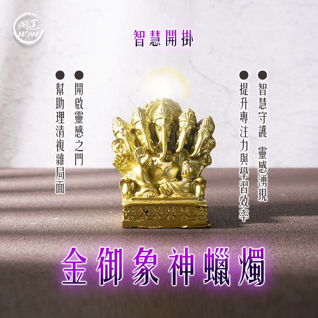 開運NOW-金御象神蠟燭▲智慧財富