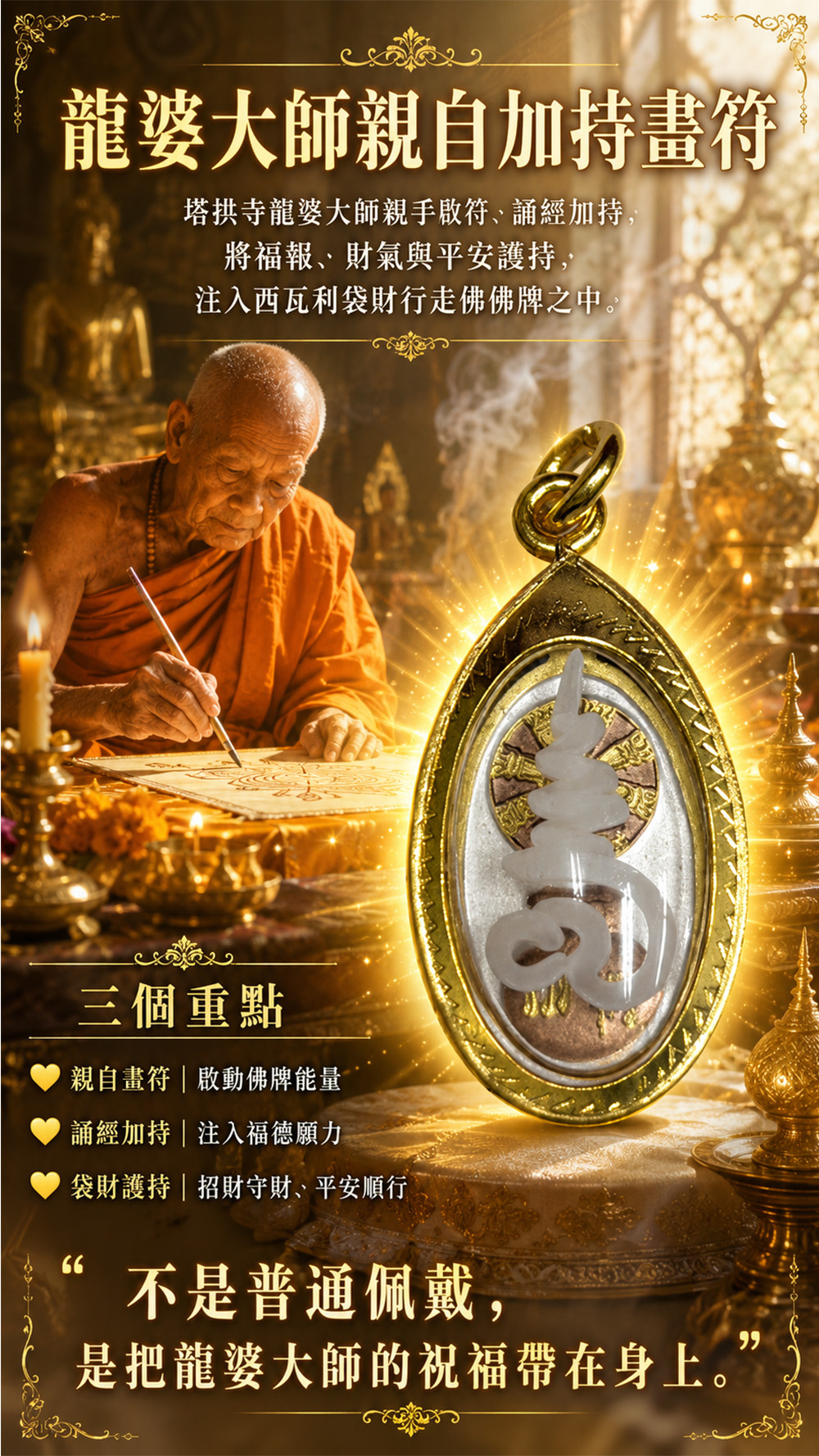 開運NOW-【龍婆大師加持限定】西瓦利袋財行走佛佛牌 產品說明