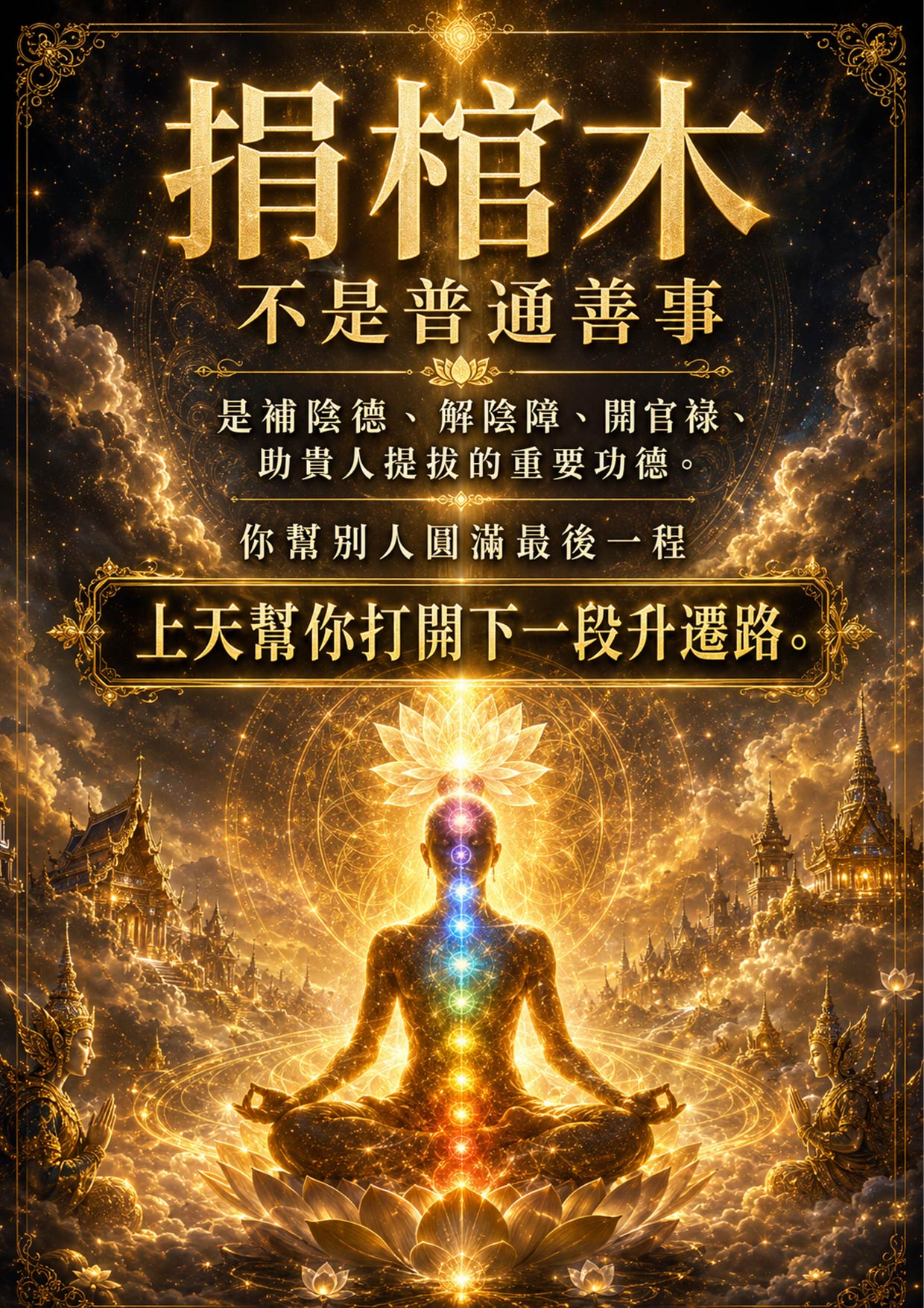 開運NOW-【天貺日】捐棺木・升官補貴人功德 (合資) 產品說明