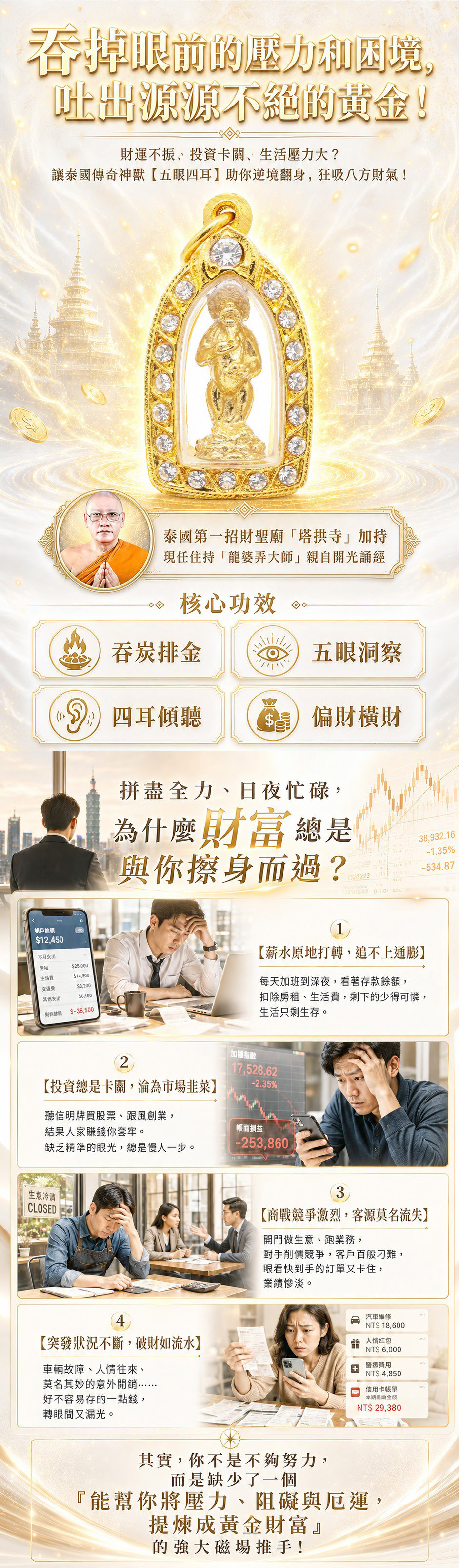 開運NOW-金讚五眼四耳佛牌 產品說明