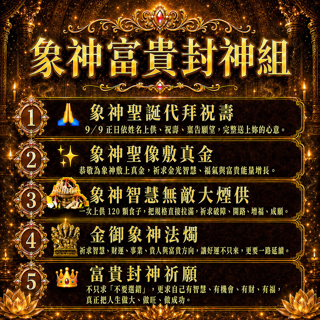 開運NOW-【象神聖誕代拜祝壽】象神富貴封神組