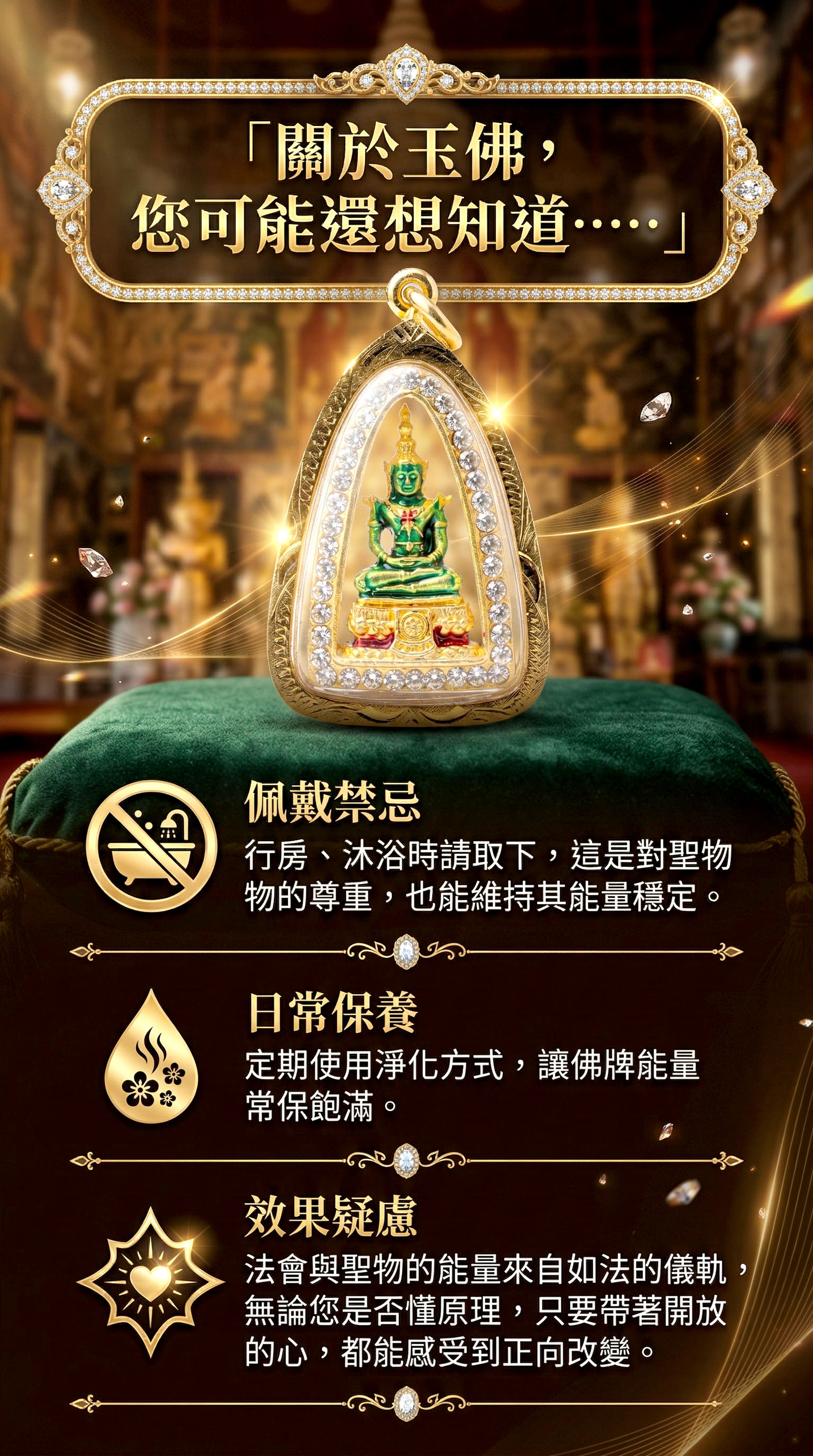 大辣天后宮-【絕世珍稀 · 玉見福報】泰國皇室級守護玉佛佛牌 產品說明